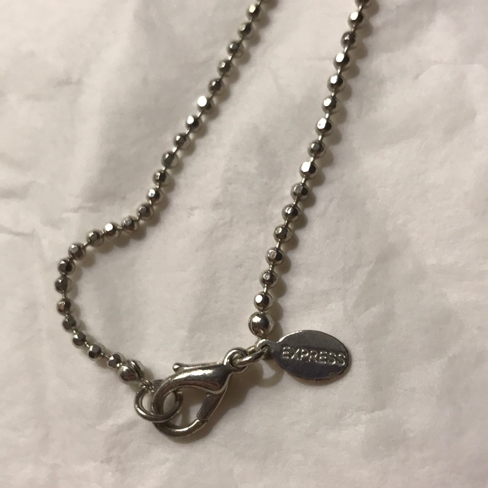 Express vintage silver & rhinestone dog tag necklace - Picture 7 of 8